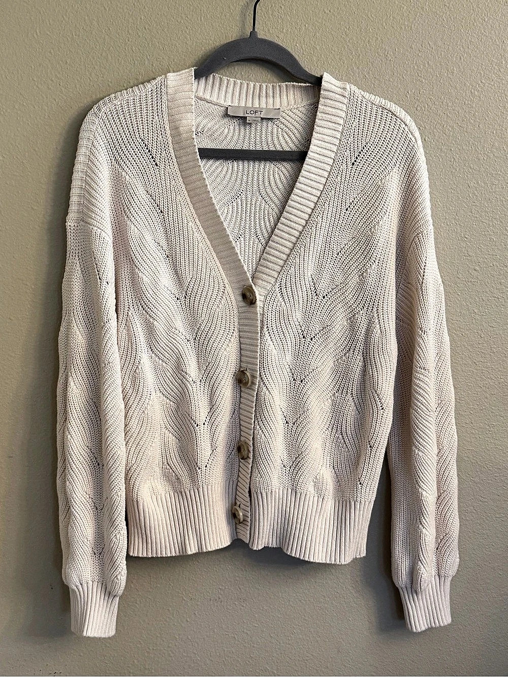 LOFT Cable Knit Cardigan in Cream XL Like New size XL